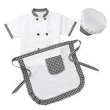 CHRISLEY ENTERPRISES Chef apron for boys girls | chef cook costume for kids/photography prop (black and white) 2 to12 years (4-5 years)