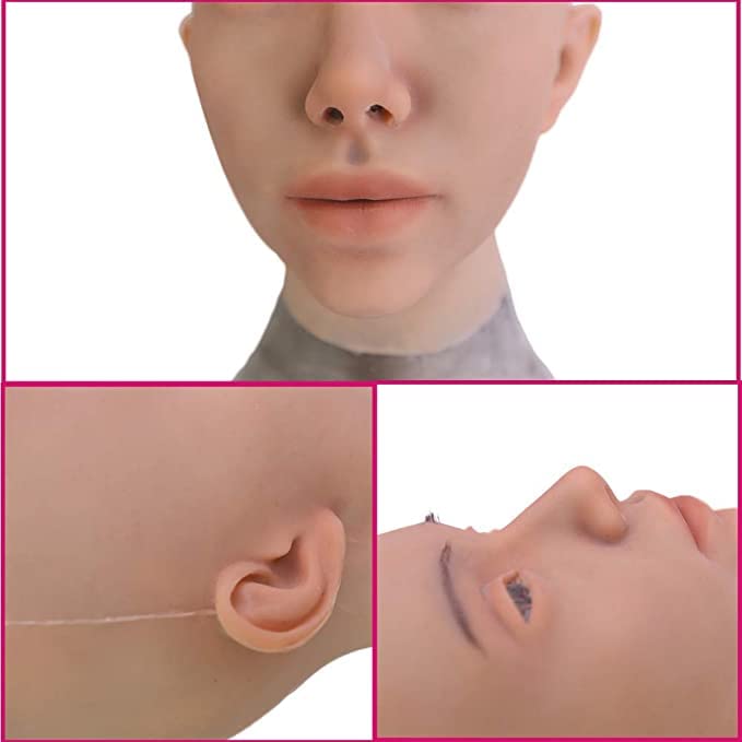 EQAIWUJIE Kathy Female fake Face Realistic Silicone fake Head for Crossdresser, Halloween Decoration, Parties, Fall Festival - Image 3