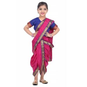 ShopGlobal Marathi Lavani Saree for Girls Kids Folk Dance Lavni Dress Kids Costume Wear