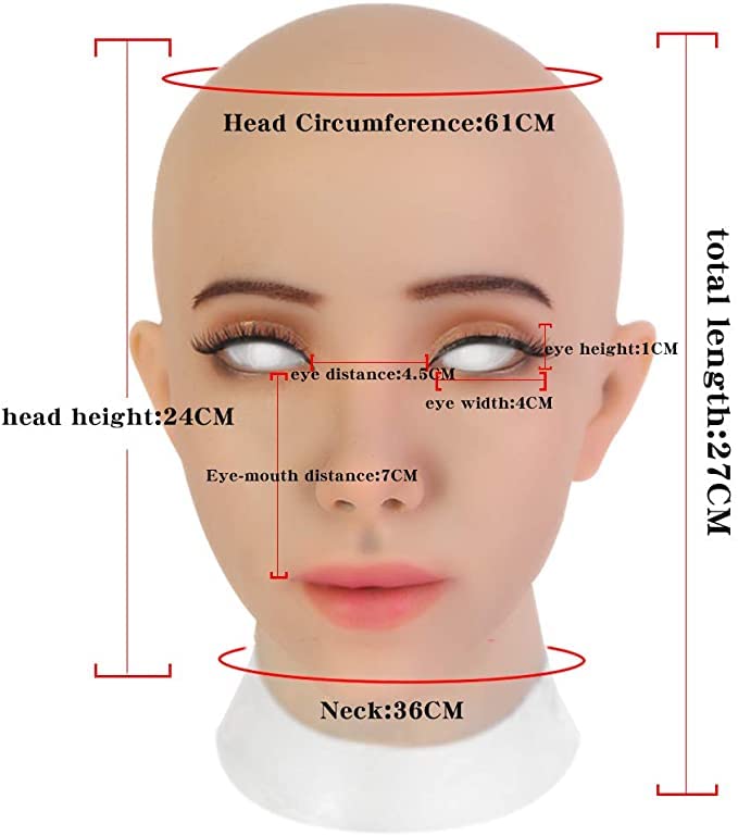 EQAIWUJIE Kathy Female fake Face Realistic Silicone fake Head for Crossdresser, Halloween Decoration, Parties, Fall Festival - Image 6