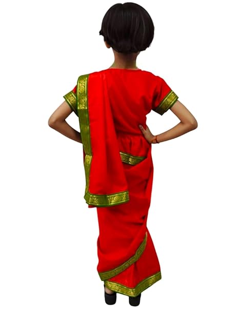 BookMyCostume Teacher Red Saari Profession Kids & Adults Fancy Dress Costume 2-3 years - Image 4