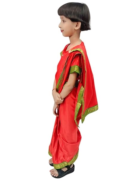 BookMyCostume Teacher Red Saari Profession Kids & Adults Fancy Dress Costume 2-3 years - Image 2