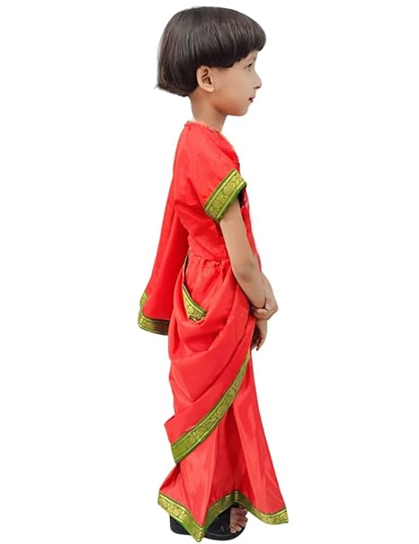 BookMyCostume Teacher Red Saari Profession Kids & Adults Fancy Dress Costume 2-3 years - Image 3