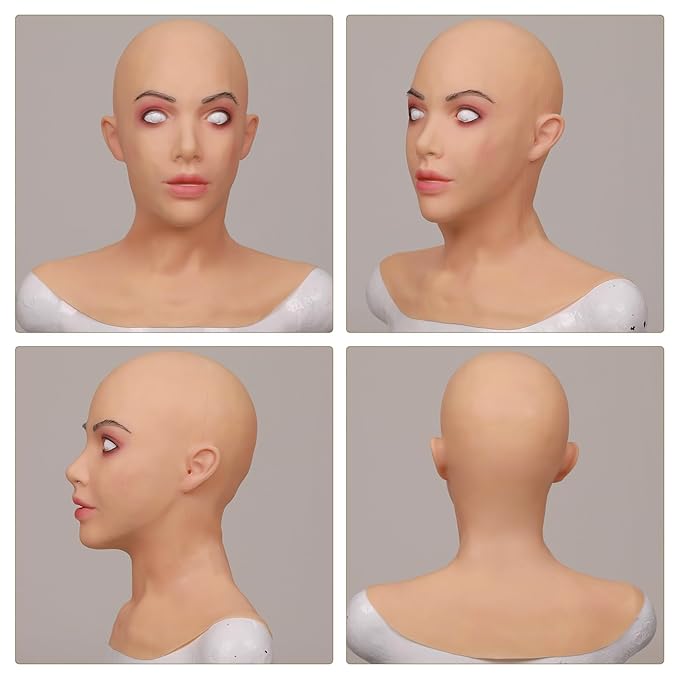 MOTLEYBEAN Silicone Mask Realistic Female Mask Beauty Face With Neck for Halloween Crossdresser Cosplay - Image 6