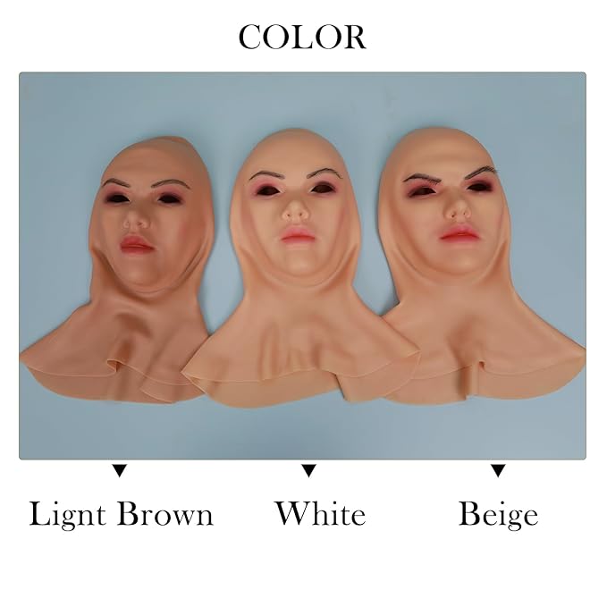 MOTLEYBEAN Silicone Mask Realistic Female Mask Beauty Face With Neck for Halloween Crossdresser Cosplay - Image 2
