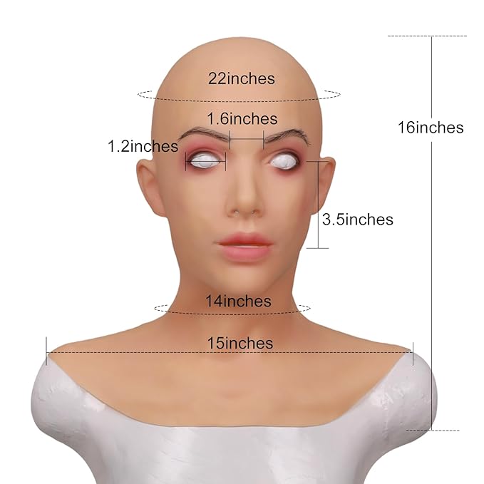 MOTLEYBEAN Silicone Mask Realistic Female Mask Beauty Face With Neck for Halloween Crossdresser Cosplay - Image 3