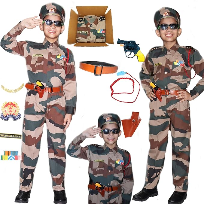 Rudra Fancy Dress Army Costumes for kids police costume & BSF csotumes subhash chandra bose costumes fancy dress costumes for age group 3 to 12 yrs