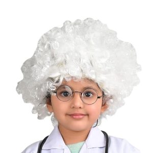 BookMyCostume White Old Man Curly Hair Wig Unisex Adult & Kids